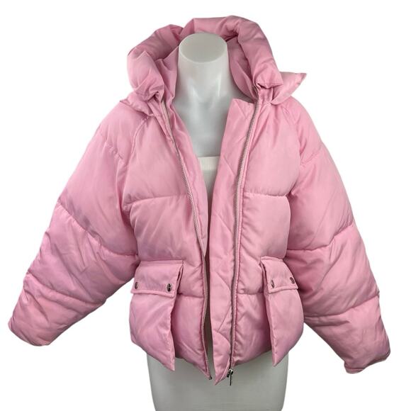 Toast Society Pluto Pink Zip Up Hooded Winter Outdoor Puffer Coat Jacket Size S - Picture 1 of 4